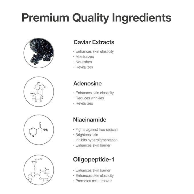 OxygenCeuticals Caviar Protein Fluid – Total Anti-Aging Ampoule with 5% Caviar Extract, Niacinamide & Adenosine, Peptide-Enriched Brightening & Firming Serum for Youthful Radiance. 1.69 fl.oz (50ml)