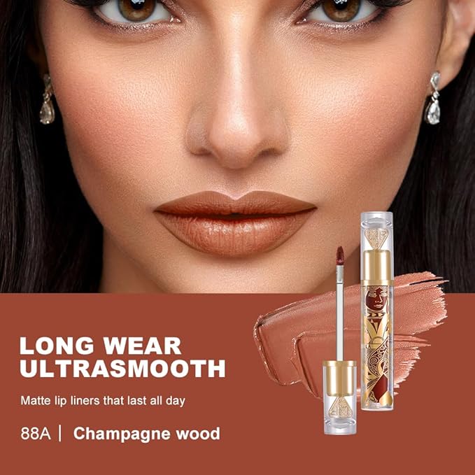 Soft Matte Liquid Lipstick in Milk Tea Brown, High Pigment Full Coverage Matte Lip Color, Waterproof Smudge-Proof Non-Transfer Lightweight Liquid Lipstick for Long-Wearing Everyday Makeup 88A