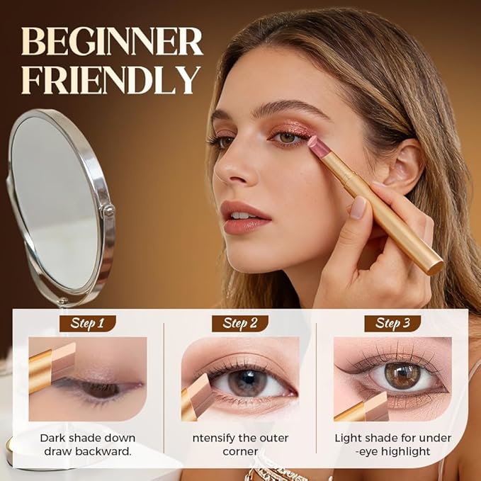 3 Color Eyeshadow Stick, Gradient Cream Eye Shadow Makeup, Waterproof Glitter Highlighter Stick, Portable Long Lasting Glitter Shadow for Women (Matte Earth)