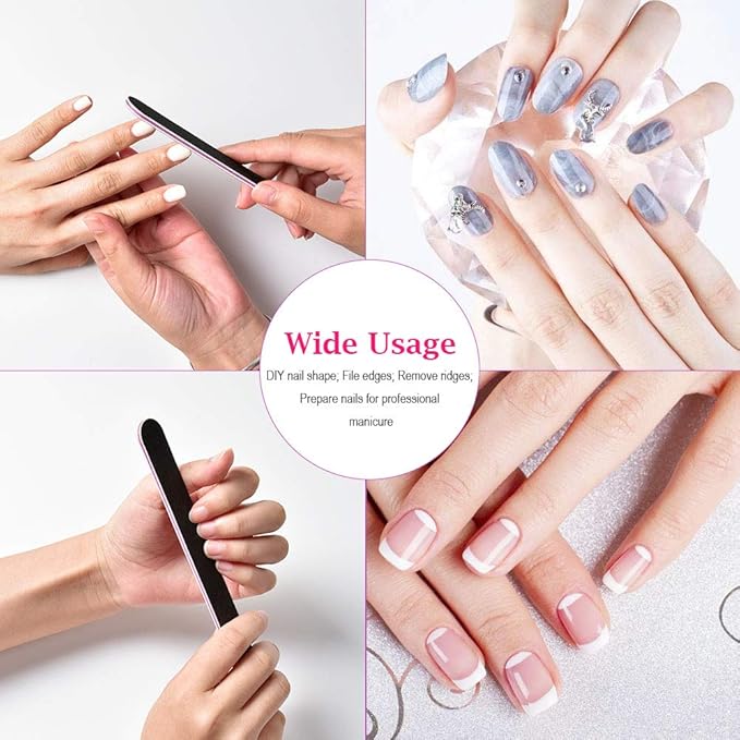 20Pack Nail Files, TsMADDTs Double Sided Emery Board 100 180 Grit Manicure File for Natural Acrylic Artificial Nail for Girls Women Men