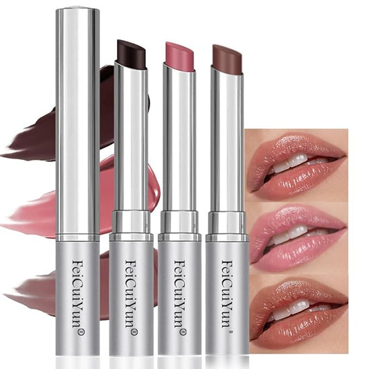 Honey Lipstick Tinted Lip Balm, Sheer Hydrating Lip Stain for All Skin Tones (09-3Pcs-Black+Pink+Nude, 3Count (Pack of 1))