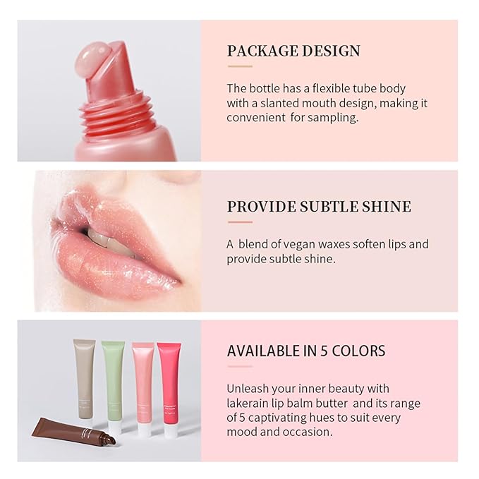 3Pcs Summer Lip Glossy Butter Balm Set, Instant Moisture Sheer Tint, Non-Sticky, Conditioning Formula to Soothe & Repair Dry, Chapped Lips, Jelly Lip Stain with Natural Scent (#1+3+5, 3Pcs)