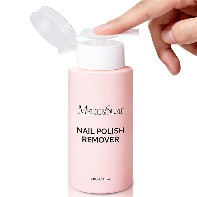 MelodySusie Acetone Nail Polish Remover, 240ML Professional Soak off Gel Nail Polish Remover with Aloe Scent, Quickly & Powerful Remover with Pump for Nail Polish Acrylic Dip Powder, 8 Fl Oz