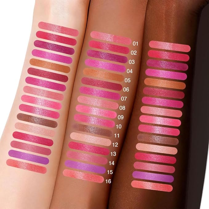 Pink Shimmer Metallic Moisturizing Glow Plumping Lipstick Makeup, Lipstick with Metallic 3D Shine Lightweight Hydrating Formula, Glitter Lip Gloss Stain Long Lasting Waterproof Smudge Proof (09#Pink)