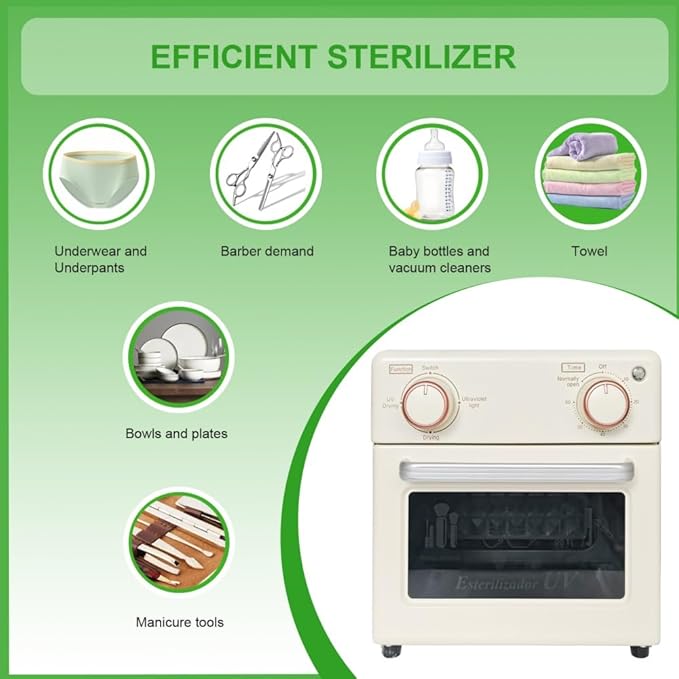 Sterilizer Tools, 10L Drying and 3-in-1 Disinfection Tools 150W Sterilizer with Timer Disinfection Cabinet Suitable for Mother-Child Products, Towels, Hair Salons, Nail Studios