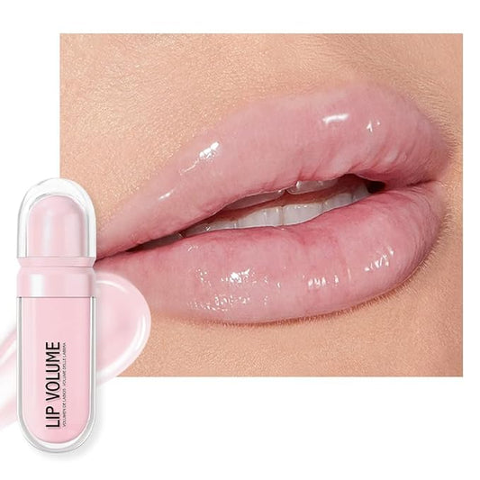 Hydrating Lip Gloss with Hyaluronic Acid, Plump pH Hyaluron Lip Oil, Lip Tint with 24HR Hydration, Volumizing Shine and Lasting Color, (A02#Ice Pink, 1Pcs)