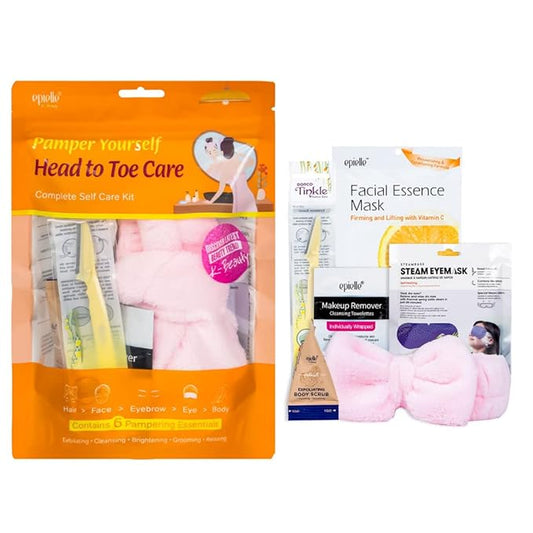 Epielle Pamper Yourself Head to Toe Care Kit, 6 Home Spa Essentials, At-Home Spa Kit for Radiant Skin, Self Care Gifts for Women, Korean Skin Care Set, Stocking Stuffers