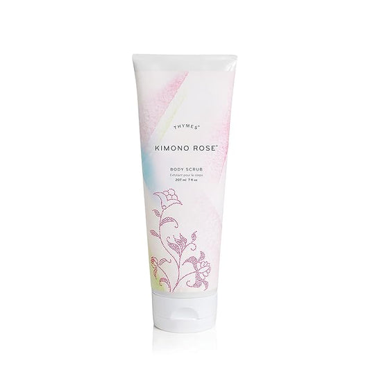 Thymes Kimono Rose Body Scrub - Body Exfoliator for Skin Care Routine - Moisturizing and Exfoliating Body Scrub, Face Scrub, Foot Scrub (7 Fl Oz)