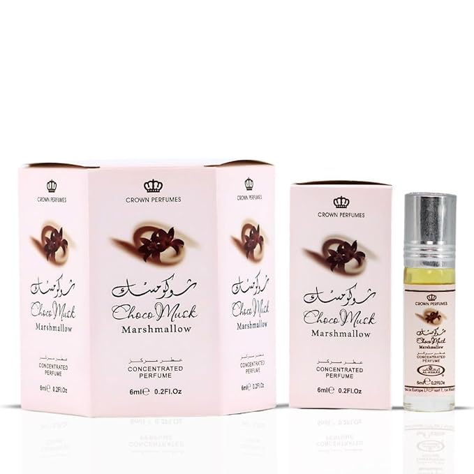 Al-Rehab Choco Musk Marshmallow Perfume Oil Roll-On - 6ml (0.2 oz) | Gourmand Fragrance with Strawberry, Marshmallow & Cocoa | Sweet, Fluffy & Addictive | Arabian Dessert Scent (Box of 6)