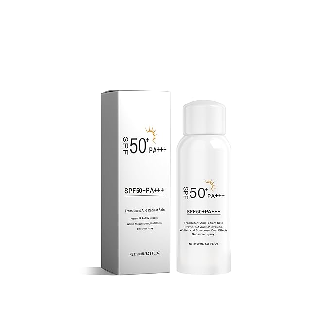 SPF 50 Face & Body Sunscreen Spray, 100ml - Lightweight Non-Greasy, Invisible Finish - Broad Spectrum UVA/UVB Protection - For All Skin Types, Including Sensitive - Hydrating & Brightening