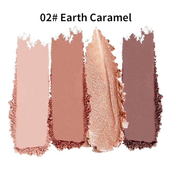 4 Color Eyeshadow Palette, Matte and Shimmer Powder Makeup, Highly Pigmented Blendable Shadows, Long-Lasting Waterproof, Natural Nude Brown Pink Shades (5#, 1 Count (Pack of 1))