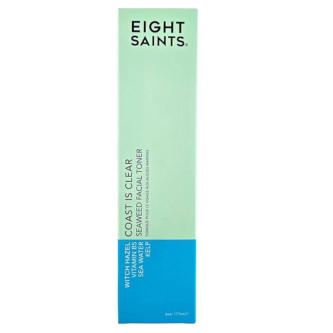 Eight Saints Coast is Clear Seaweed Anti Aging Face Toner, Natural and Organic Alcohol Free Witch Hazel Toner for Face, Minimizes Large Pores and Redness, 6 Ounces