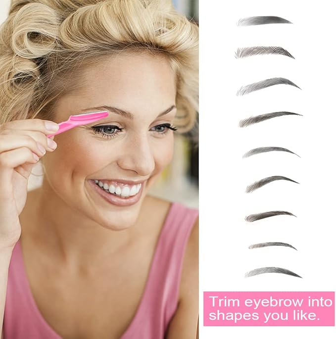 HFATMOS 12 Pcs Eyebrow Razor Multipurpose Exfoliating Dermaplaning Tool for Face, Facial and Eyebrow Shaper with Protective Cover for Women Men Use