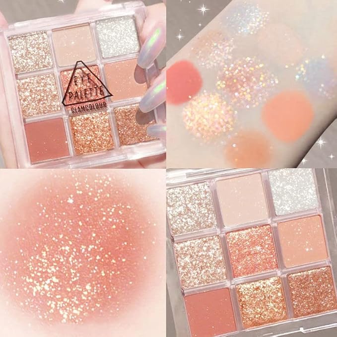 Kayswang 9 colors glitter eyeshadow palette makeup palette matte high pigment color cream texture natural eye shadow powder eye shadow palette in autumn and winter long lasting & waterproof (brown)