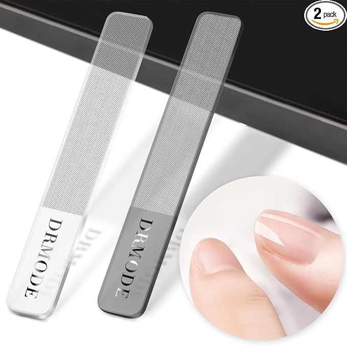 Glass Nail File - 2PC Upgrade Glass Nail Shiner for Natural Nails Nano Nail Buffers Crystal Polisher with Case, Professional Manicure Tools Kit for Acrylic Nail Care for Women and Girls