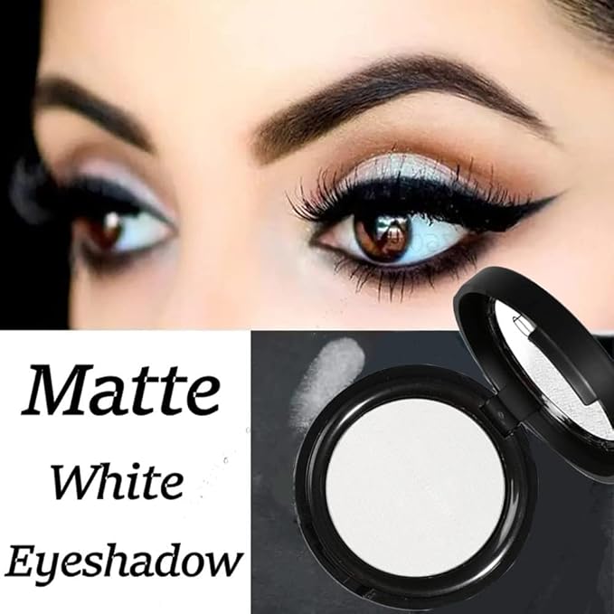 Mysense Single Matte Eyeshadow - Pressed Fine Powder Eye Shadow, Face Foundation Setting Powder, Longwear White Eye Makeup Palette for Day & Night