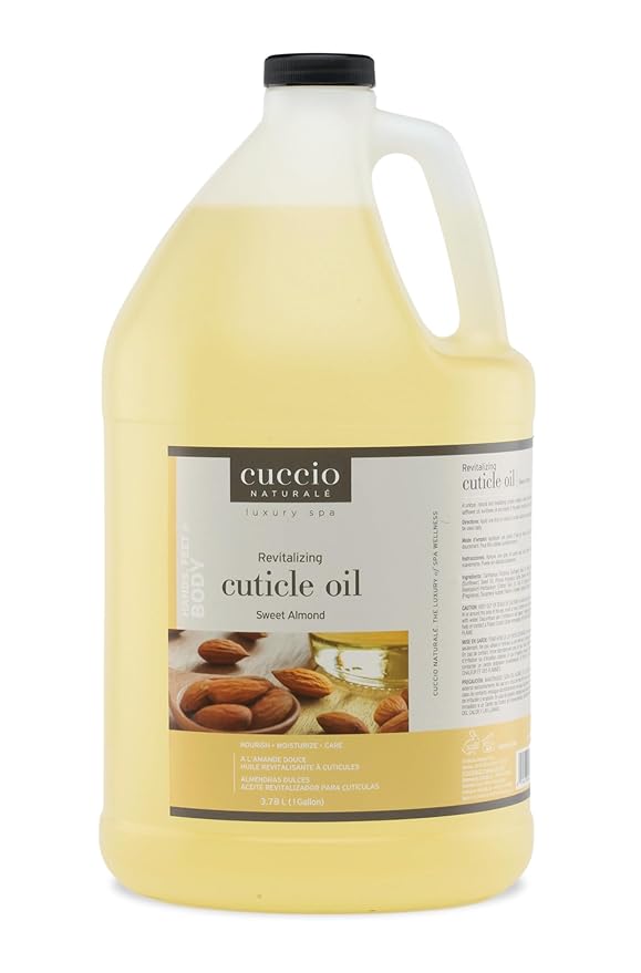 Cuccio Naturale Cuticle Revitalizing Oil, 1 Gallon (128 oz) – Sweet Almond Scent, Deep Hydration Cuticle Treatment, Non-Greasy Moisturizer with Natural Oils, Professional Refill for Salons