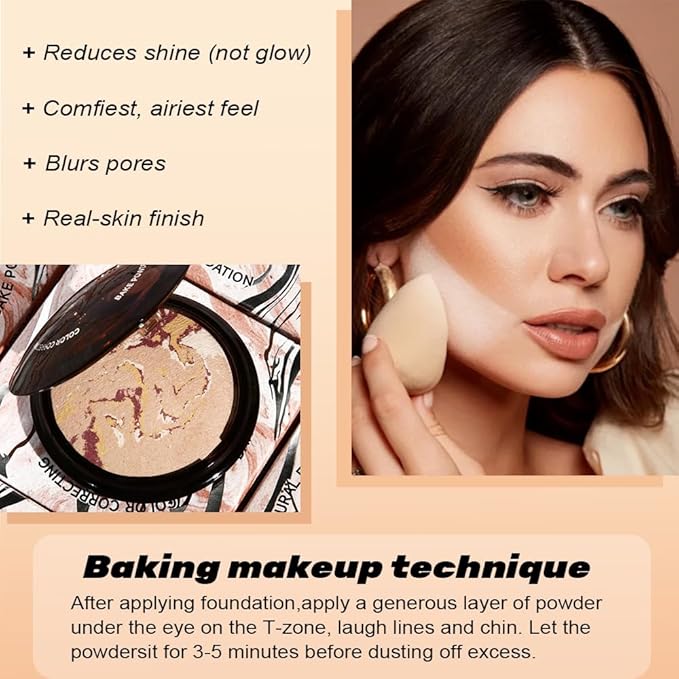 Oil Control Matte Perfection Face Powder Compact For Women, Matte Smooth Flawless Setting Powder Makeup, Polvo Compacto De Maquillaje, Waterproof Long Lasting, (Light)