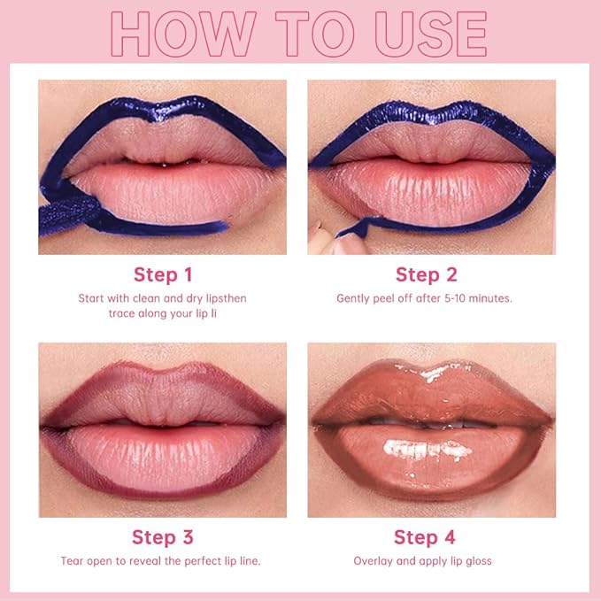 Peel Off Lip Liner & Gloss – Long-Lasting Smudge-Proof Soft Rosy Peach Lip Tint & Lip Stain Liner with Hydrating High Shine Gloss for Defined, Fuller Peachy Lips – Waterproof Soft Glam Lip Makeup