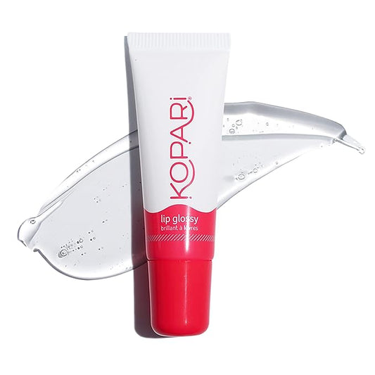 Kopari Coconut Lip Glossy - Clear Lip Oil Gloss, Sheer Non Stick Gloss, Hydrating and Moisturizing, Infused with Shea Butter & Squalane, Clear