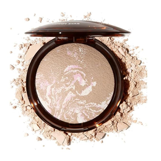 Pressed Matte Face Powder, Bake Foundation Makeup, Balance-n-Brighten & Color Correcting, Medium Light Fair Brown Concealer Base Mak up for Poreless Wrinkle Finishing, Shine Control