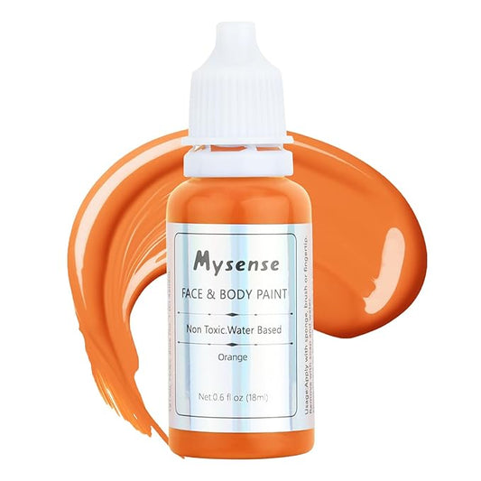 Mysense Orange Face Body Paint,Water Based Washable Face Paint,Non-toxic Cream Body Paint for Adults and Children Halloween Costume SFX Pumpkin Cosplay Makeup,0.6oz