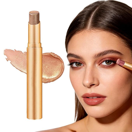 3 Color Eyeshadow Stick, Gradient Cream Eye Shadow Makeup, Waterproof Glitter Highlighter Stick, Portable Long Lasting Glitter Shadow for Women (Pearl Earth)
