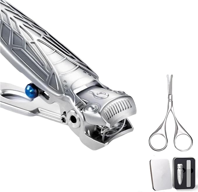 Duo la me Stainless Steel Nail Clippers Set 3 in 1 Toenail and Fingernail Clippers with Nail File, Manicure and Pedicure personnal Care Tool Thick toenail Cutter for Men, Women, Seniors, Gift