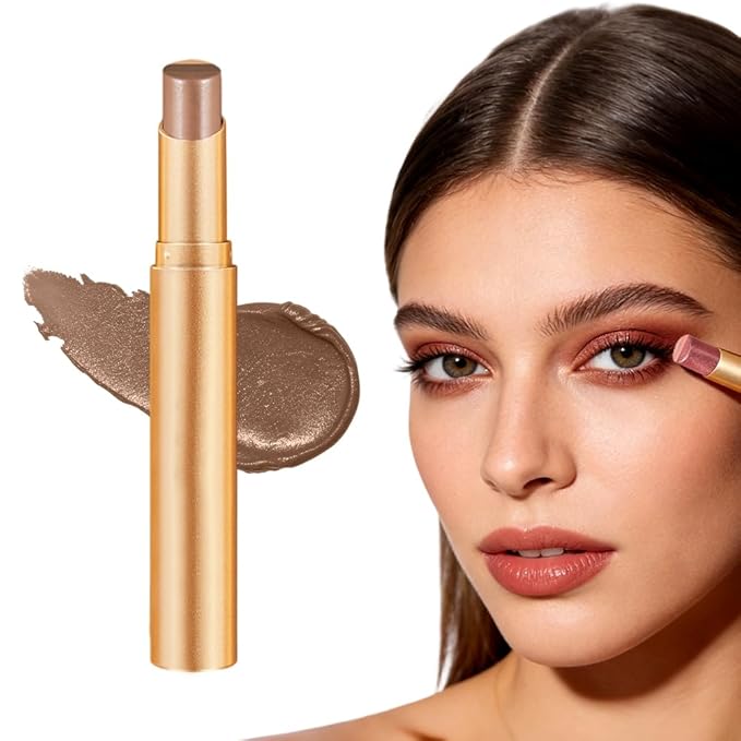 3 Color Eyeshadow Stick, Gradient Cream Eye Shadow Makeup, Waterproof Glitter Highlighter Stick, Portable Long Lasting Glitter Shadow for Women (Matte Earth)