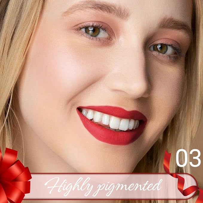 Cherry Red Matte Lip Liner Crayon with Sharpener - Waterproof Smudgeproof Long-Wear Lip Pencil, Creamy Pigmented Lip Crayon for Women, 12HR Stay Silky Velvet Lip Liner 03#