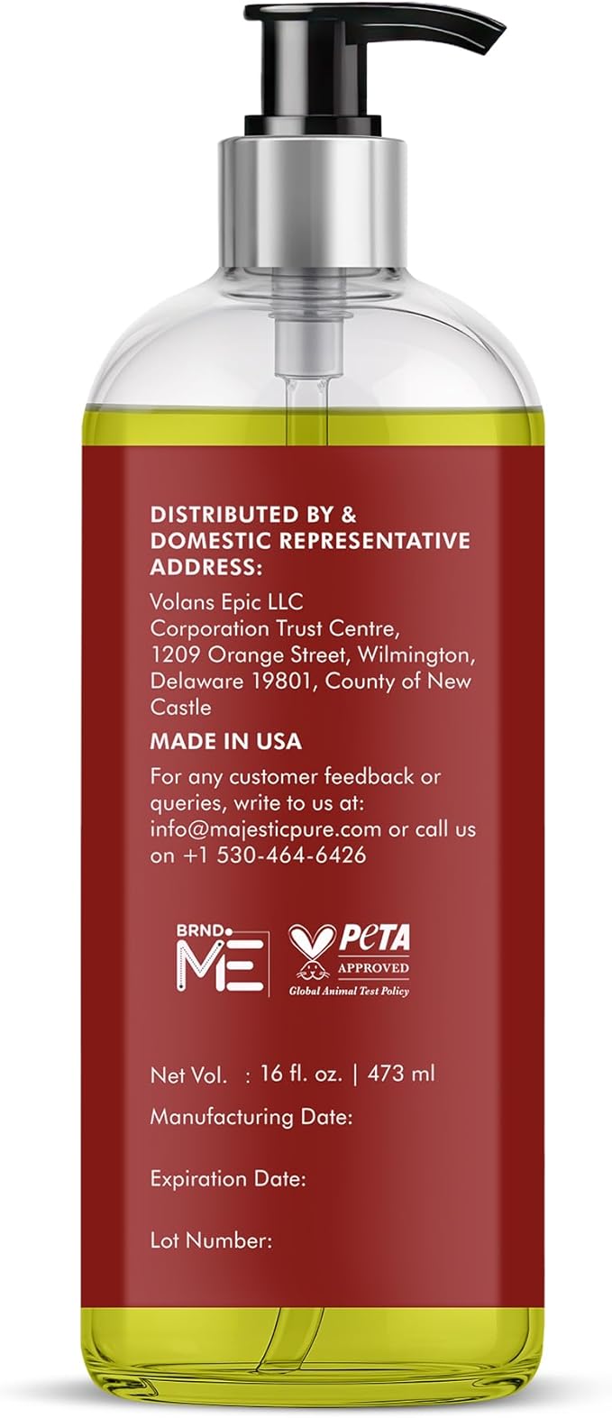 Majestic Pure Grapeseed Oil - 100% Pure & Natural - Premium Grade, Cold-Pressed, Hexane-Free Carrier Oil for Skin, Hair and Body - Moisturizing Skin, Hair and Scalp - 16 Fl Oz