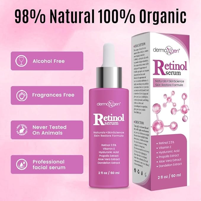 2.5% Retinol Serum for Face - Anti Aging Treatment with Hyaluronic Acid & Vitamin E - Nighttime Retinol Serum for Face - Hydrating Formula for Fine Lines & Wrinkles - 2 Fl oz