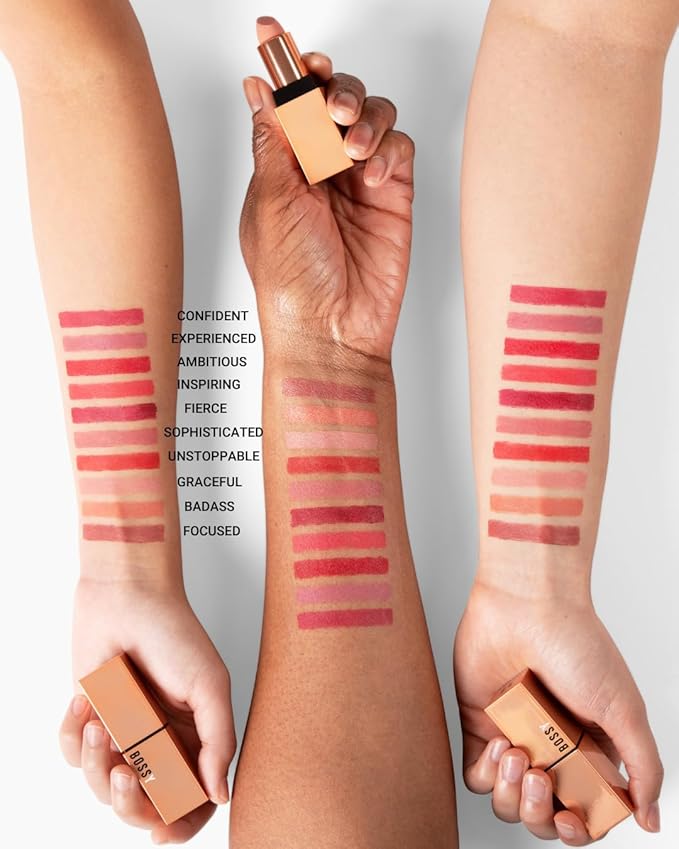 Bossy Cosmetics Matte, Long Lasting, Hydrating Vegan Lipstick with Vitamin E and Watermelon Seed Oil (Focused - Pink Mauve Color)