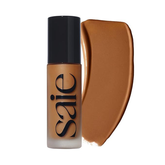 Saie Glowy Super Skin Tint Liquid Foundation - Weightless + Dewy Foundation with Lightweight Medium Coverage - Hydrating Face Makeup + Skin Care Serum Hybrid with Hyaluronic Acid - Shade 30 (1.01 oz)