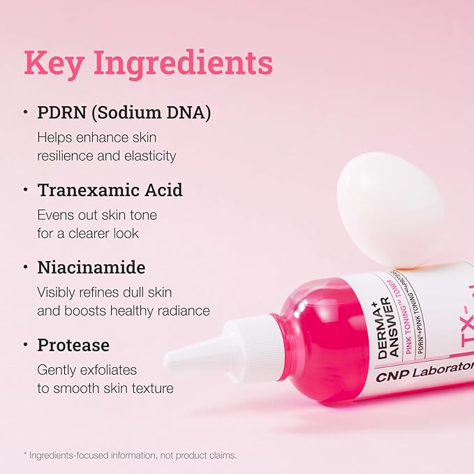 CNP Pink Toning™ Toner, PDRN + Tranexamic Acid Toner for Face, Salmon DNA, Niacinamide, for Glass Skin, Korean Skincare, 6.7 fl. oz.