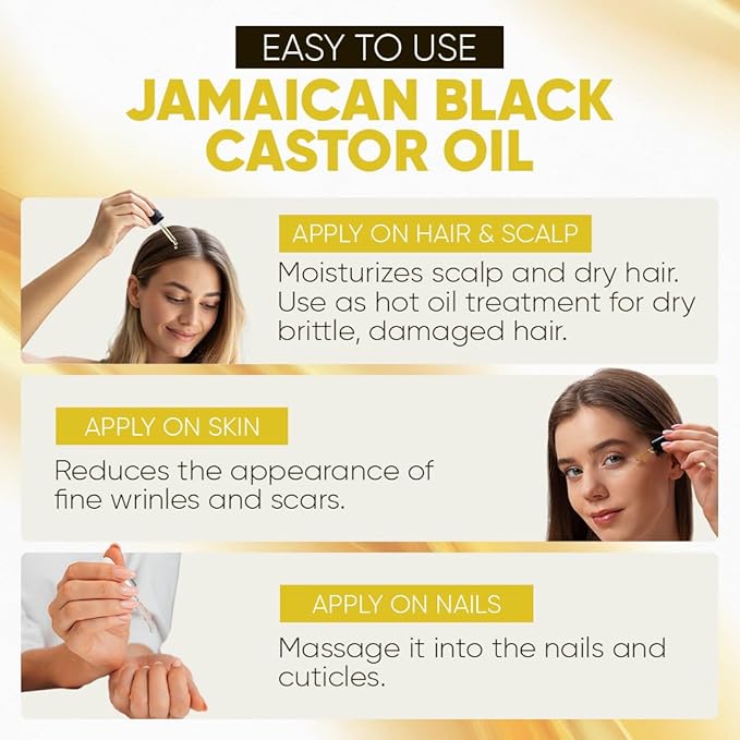 Kisii Jamaican Black Castor Oil – 100% Pure Castor Oil for Hair Growth, Scalp Care, Glowing Skin and Nails. Made in Jamaica - 4 oz Glass Bottle