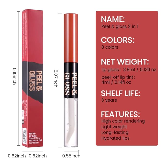 Dark Raspberry Lip Stain Peel Off Lip liner and Lip oil with Tweezer, Dual-Ended Peel Off Lip Stain Tattoo, Highly Pigmented Long Lasting Waterproof, Transfer-proof for All Skin Types, 05#