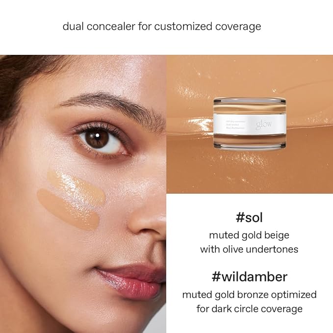 glow not dry concealer #sol #wildamber | covers under-eye circles & blemishes | full-coverage | dual-color&use | melt-in texture | 0.4 oz