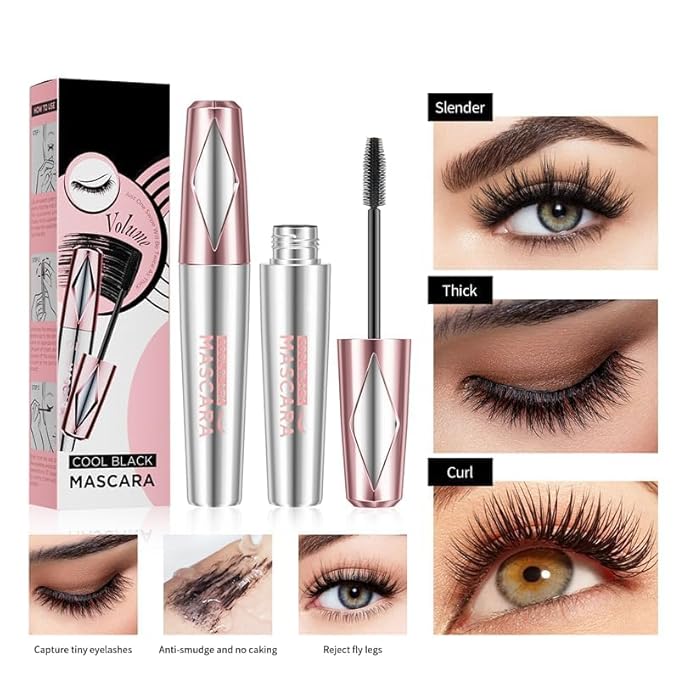My Amazing Lashes Mascara,4D Silk Fiber Volume And Length Mascara,Waterproof & Sweatproof Long Lasting,Create Natural Look Of Lash Extensions (Black, 2PCS)