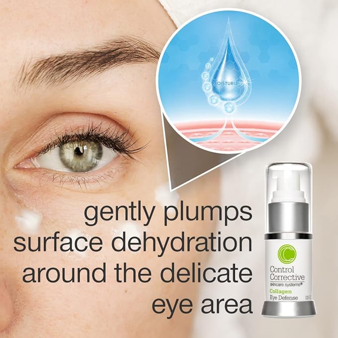 CONTROL CORRECTIVE Collagen Eye Defense, .5 Oz - Soothing & Hydrating Eye Cream, All Skin Types, Lightweight, Elastin, Wheat Germ, Hyaluronic Acid, Restore Smoothing To Delicate Areas