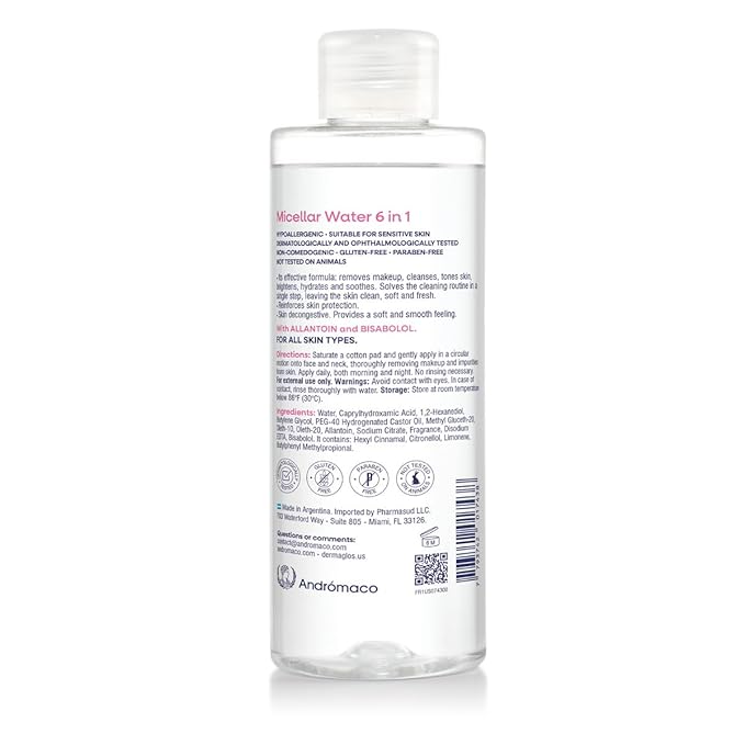 Dermaglos Micellar Water for All Skin Types Even Sensitive | All In 1 Hydrating Facial Cleanser & Makeup Remover, Brightening, Soothing, Gentle Face Toner | Alcohol-Free Formula | 13.52 Fl Oz