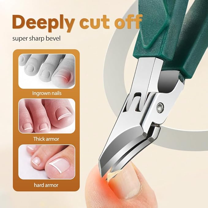 Anti-Splash 25° Slant Edge Nail Clipper 3-Piece Set, Wide Jaw 2026 New Ingrown Nail Clippers Fingernail and Toenail Clippers Clippers, Slanted Nail Clipper for Thick Nails Seniors (Black)