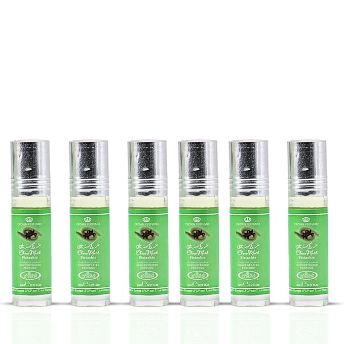 Al-Rehab Choco Musk Pistachio Perfume Oil Roll-On - 6ml (0.2 oz) | Nutty Gourmand Fragrance with Pistachio, Chocolate & Vanilla | Sweet, Creamy & Addictive | Long-Lasting Scent (Box of 6)