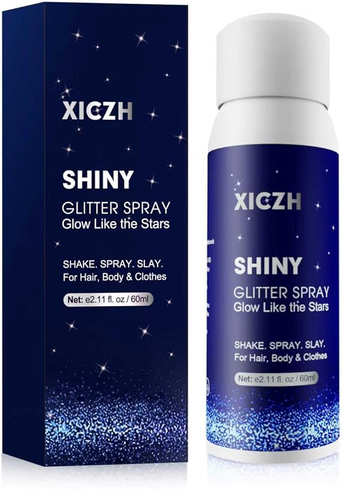 Body Glitter Spray, Glitter Spray for Hair Clothes and Body, Holographic Silver Glitter Hairspray for Grils – Festival, Rave, Prom, Stage, Nightclub, Cosplay Party Makeup 60ML