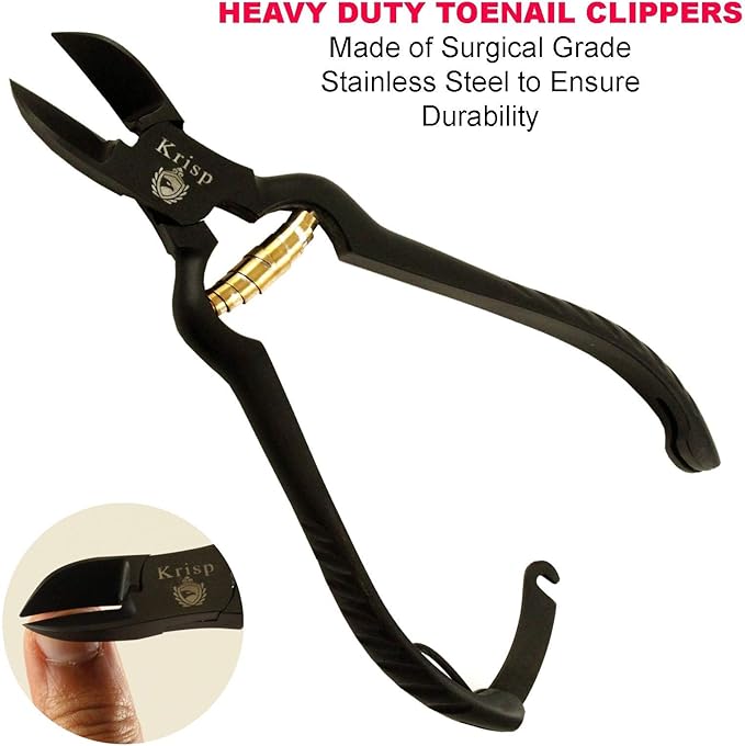 Professional Toenail Clippers for Thick Toe Nails - Heavy Duty Medical Grade Podiatry Stainless Steel Nail Clippers Cutter Trimmer Toenail Scissors for Men Seniors Podiatrist Tools (Black, 6.25 Inch)