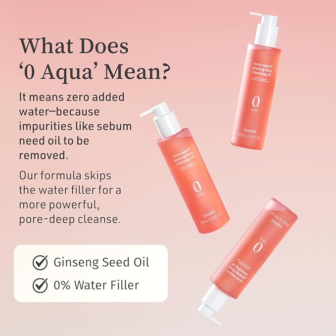 NOONI Korean Cleansing Oil - Snow Aqua 0 Ginseng Deep Cleansing Oil | Makeup Blackhead Remover, Pore Care Control, Glass Skin, Control Sebum, Revitalizing Care, Stocking Stuffers For Women, 6.76 Fl Oz