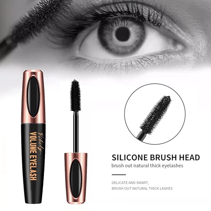 3 Pack 4D Silk Fiber Lash Mascara, Waterproof Smudge-proof Thickening Lengthening Mascara Black, All Day Exquisitely Full, Long, Thick, Long-Lasting No Flaking Lash Extensions