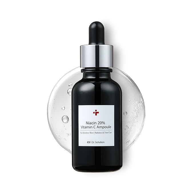 CU Dr. Solution Niacinamide 20% Vitamin C Ampoule – CUSKIN Korean Skin Care with Niacinamide, Glutathione, Hyaluronic Acid, Adenosine, Panthenol for Skin Elasticity and Moisturizing, 30g (1.01 Fl. Oz)