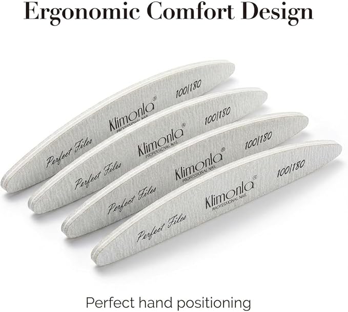 Klimonla 25pcs Professional Oval Nail Files Emery Board Set 100/180 Grit Dual-Grit Buffer Files for Natural & Acrylic Nails Tools Suit for Home Salon