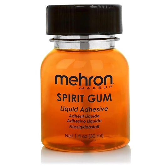 Mehron Makeup Spirit Gum | Spirit Gum Adhesive | Special FX , Cosplay, Halloween, Stage Performance Makeup | Professional Cosmetic Glue Adhesive for Face, Skin, & Body (1 oz)